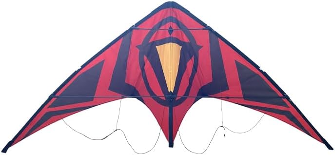 Dual Line Stunt Kite, Red and Black Design, 60.99" Wingspan, Outdoor Sport Flying Kite for Adults, Ripstop Polyester, Easy to Fly for Beach Outdoor Fun, Includes Bag
