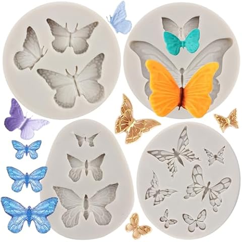 MYPRACS Butterfly Silicone Fondant Mould Set of 4 Cover