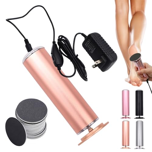 Dermave 電動足カルスリムーバー 足ヤスリ カルスリムーバー 足カルスリムーバーツール 360回転 電気カルスリムーバー 60ピースサンディングディスク付き (ローズゴールド)
