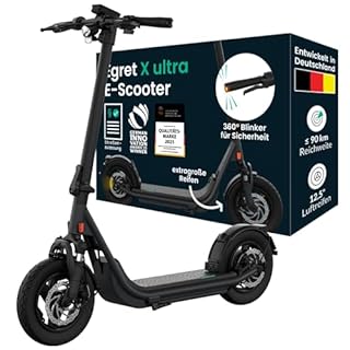 Egret X Ultra E-Scooter mit Straßenzulassung (max. 20 km/h), Reichweite bis 90km, große 12,5" Luftreifen, Frontfederung, App Steuerung, Zuladung max. 130kg