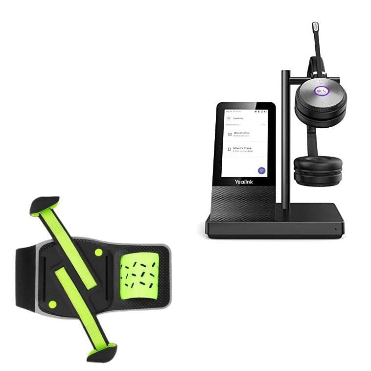 BoxWave Holster Compatible with Yealink Wireless Headset WH66 (4 in) - FlexSport Armband, Adjustable Armband for Workout and Running - Stark Green