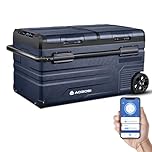 AAOBOSI 75L Car Refrigerator Portable Freezer, 12V Fridge Freezer Dual Zone Compressor Camping Fridge with APP Control for Car 12V/24V 100-240V Electric Cooler for Camping -20℃ to 20℃