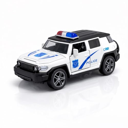 Image of 1:36 Scale Mini Indian Police Car Model - Die-Cast Metal Pull Back Vehicle with Openable Doors - Alloy Police Toy Car for Kids, Boys & Collectors (White)