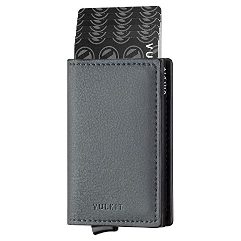 VULKIT Cartera Tarjetero Hombre Pequeño RFID Gris Hierro Cover