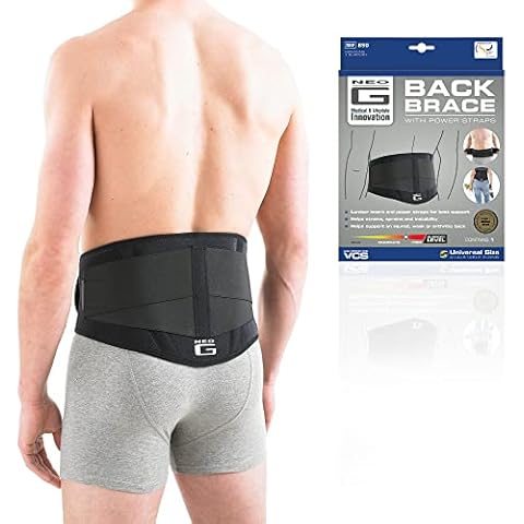 Neo G Back Brace with Power Straps - Support For Lower Back Pain, Muscle Spasm, Strains, Arthritis, Injury Recovery, Rehabilitation - Adjustable Compression - Class 1 Medical Device - One Size - Black Cover