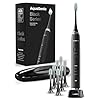 Aquasonic Black Series Ultra Whitening Toothbrush – ADA Accepted Electric Toothbrush- 8 Brush Heads & Travel Case – 40,000 VPM Electric Motor & Wireless Charging – 4 Modes w Smart Timer