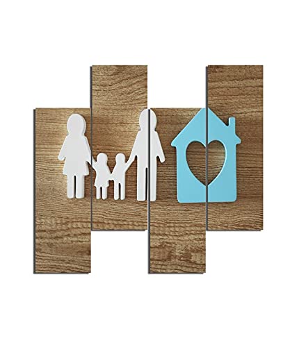 Tableau salon Homemania Famille quadriptyque multicolore en MDF pour chambre