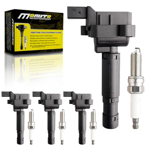 MOAUTO Set of 4 Ignition Coils Pack UF658 A0001502580 & 4 PCS Iridium Spark Plugs Compatible with Mercedes Benz 2014 2015 C250 2012-2015 SLK250 1.8L L4