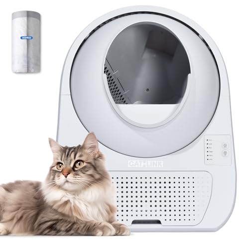 CATLINK Self-Cleaning Litter Box for Multiple Cats – Large Capacity, Double Odor Control, Supports Pets 3.5–22 lbs (Young Version)