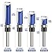 Vearter Pattern Flush Trim Router Bit Set 1/4 Inch Shank 4PCS, Bottom Bearing Guide Straight Cut Router Bits, Woodworking Milling Cutter Tool for Wood Trimming, Template Work - 1/2
