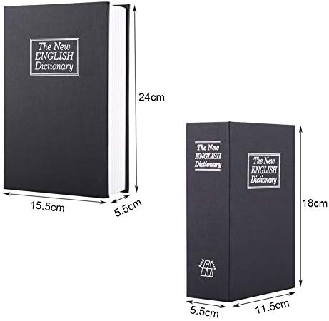Fake Book Hidden Safe Box Metal Inner Container with 2 Keys Hollow Dictionary Diversion Secret Book Safe for Home Use or Important Documents Storage(9.44x6.10x2.16inch)
