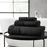 Vera Wang - Bath Towels Set, Luxury Cotton Bathroom Decor, Highly Absorbent & Medium Weight (Sculpted Pleat Black, 6 Piece)