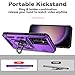 for Samsung Galaxy S24 Case with Camera Lens Cover HD Screen Protector, Dual Layer Military-Grade Drop Tested Magnetic Ring Holder Kickstand Protective Phone Case for Samsung Galaxy S24 (Purple)