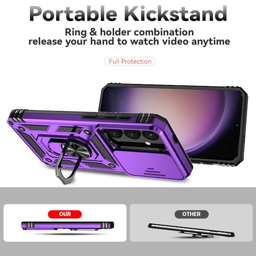 for Samsung Galaxy S24 Plus Case with Camera Lens Cover HD Screen Protector, Military-Grade Drop Tested Magnetic Ring Holder Kickstand Protective Phone Case for Samsung Galaxy S24 Plus (Purple) by M MAIKEZI - Used condition - Image 7