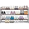 AOODA 3-Tier Long Shoe Rack for Closet Stackable Wide Shoe Shelf Organizer and Storage for Floor, Entryway (Bronze)