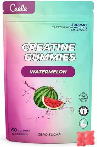 Creatine Monohydrate Gummies | Lab Tested | Sugar Free | Watermelon | 5g Creatine Per Serving | 60 Gummies (30 Servings) | Muscle Growth, Strength, Endurance & Energy