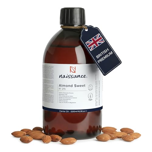 Naissance Aceite De Almendras Dulces Prensado en Frio (No 215) 500ml - Hidratante y Emoliente Cuidado Cara, Pelo, Uñas, Cuerpo, Piel – Para Masaje Corporal, Jabones, Estrías