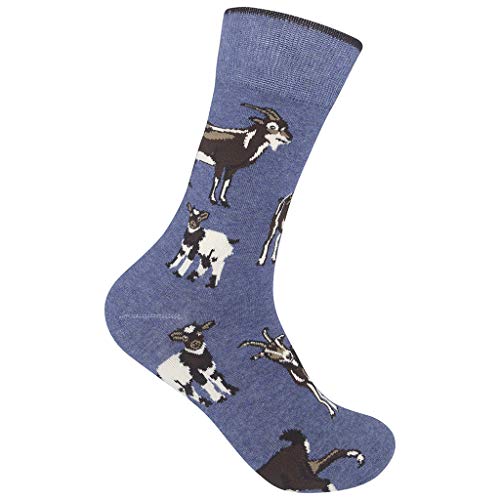 FUNATIC Goat Dress Socks for Men and Women | Animal Lover Gift Idea with Wildlife Picture | Best National Park Day Accessory Attire | Zoo Apparel Party Present Supplies | Fun Nature Saying Accessories