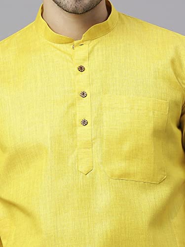 Image of Rajubhai Hargovindas Men's Pure Cotton Woven Design Half Sleeve Kurta