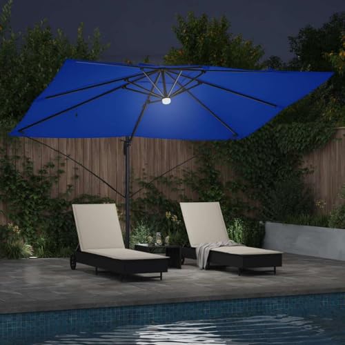 Parasol résistant aux intempéries avec manivelle et mât en aluminium durable - 3