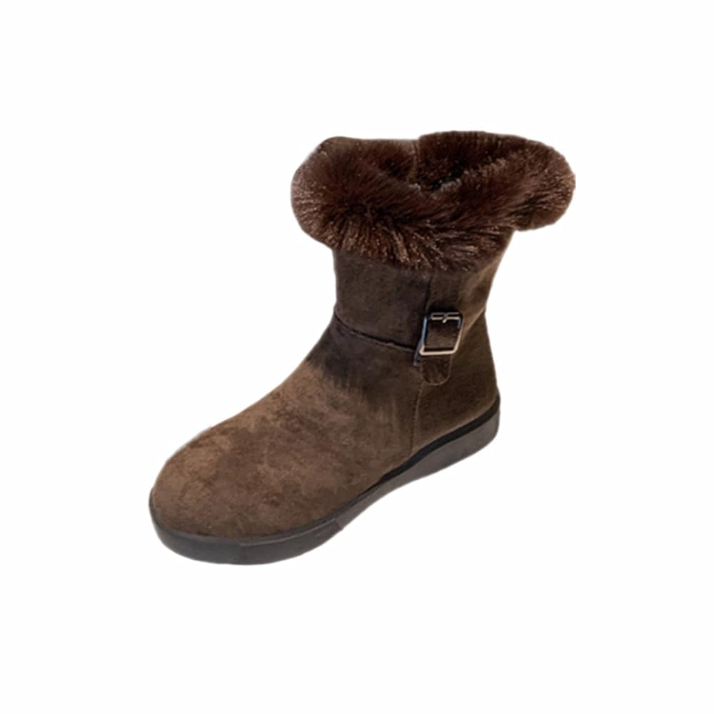 MGGMOKAY Womens Winter Snow Boots Fur Lining Waterproof Mid-calf suede Boot Outdoor Christmas Outfits