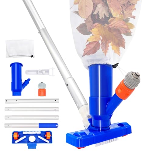 Forbabe Aspirateur de piscine 147 cm - Kit avec 4 barres en aluminium amovibles - Brosse - Kit de nettoyage pour piscine