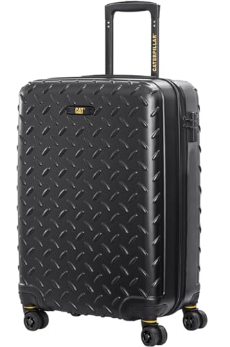 Image of Caterpillar Industrial Plate 55 CM Small Hardside ABS Cabin Suitcase Trolley Bag Cabin Bags for Travel in Flight 7kg with 8 Spinner Wheels TSA Lock with TSA Lock for Men & Women - Black