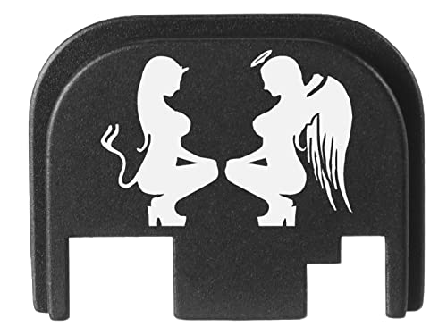 NDZ Performance Rear Slide Cover Back Plate for Glock Gen 1-4 Laser Engraved Hardcoat Anodized Aluminum in Black - Naughty and Nice Girls