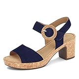  Gabor Damen Sandalette 65.760 Veloursleder Synthetik Klettverschluss Blockabsatz, Groesse 41, blau