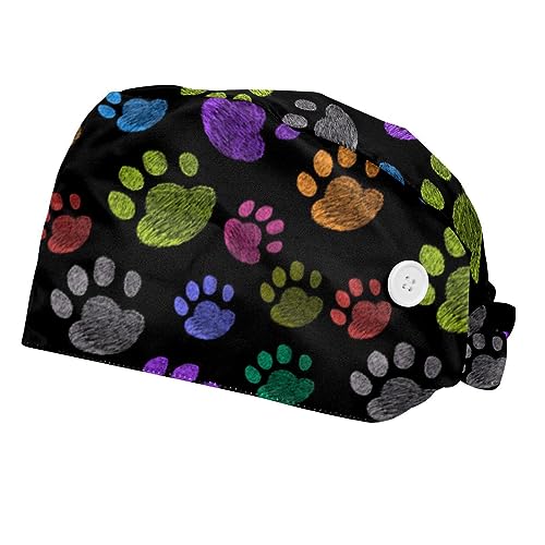 Casquettes de travail Paws Print Colorful réglables pour le quotidien des fleuristes