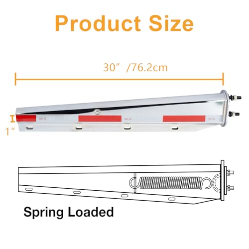 Image of Chrome Straight Mud Flap Hanger with Reflective Tape,Spring Loaded Mudflap Holder,30 inch Length,2 1 /2 inch Bolt Spacing,for Semi Truck (2 1 /2 inch)