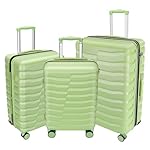WireHot Lightweight Luggage with Spinner Wheels & YKK Zipper, 3-Piece Travel Suitcase ABS+PC Hardshell Luggage Set with TSA Lock, Light Avocado Green (20+24+28 inch)
