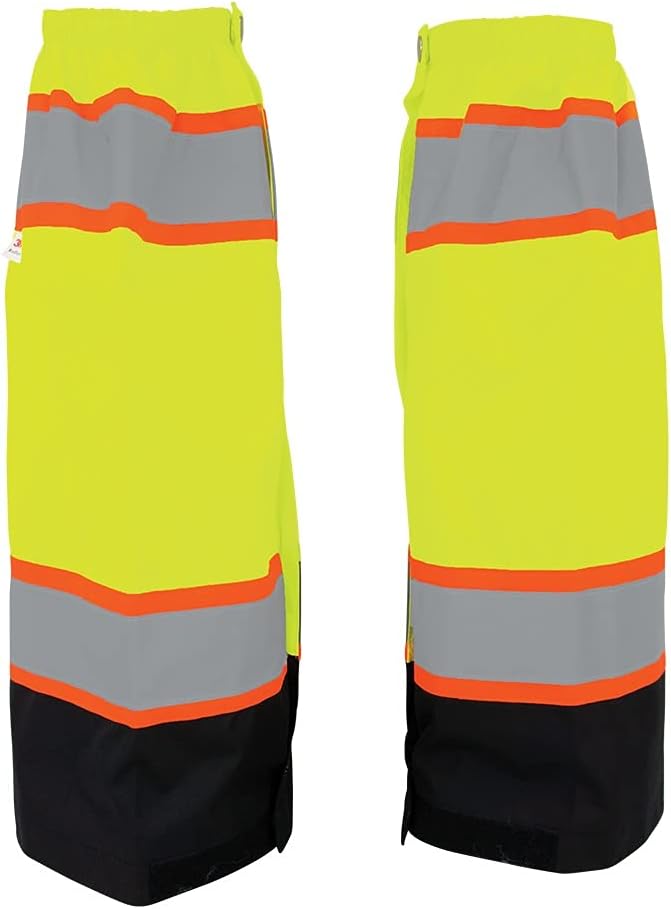 GGS Leg Gaiters - High Visibility Polyester with Reflective Tape, Lightweight Safety Gear for Hunting, Construction/Roadwork, Outdoor Projects, Universal Fit, Yellow/Green