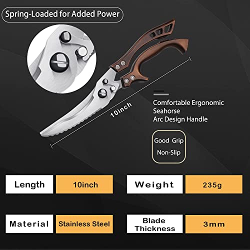 Dream Reach Heavy Duty Poultry Shears With Serrated Edge - For Chicken, Bone, Meat, Turkey, Fish - No Rust, Spring Loaded, Stainless Steel Kitchen Scissors thumb #5
