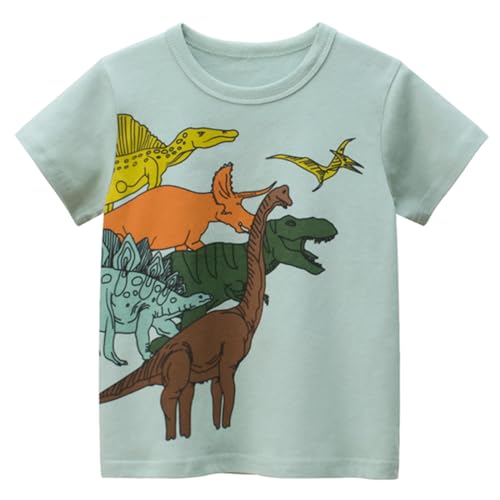 Toddler Boys Short-Sleeve Shirts Little Kids t Shirts Boys Tops Tees Dinosaur Shirt for 2-7 Years 2-Pack3
