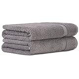 Luckytowel 2er Set Saunatuch XXL 80x200 cm aus 100% Baumwolle - 600g/m² Oeko-Tex Saunatücher-Set 2er Pack Grau