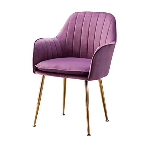 SJIALEN Kitchen Dining Chairs,Soft Velvet Cushion Seat and Back for Living Room Bedroom Kitchen Armchair Office Lounge Chair Kitchen Chair (Color : Titanium Gold Legs, Size : 1 pc)