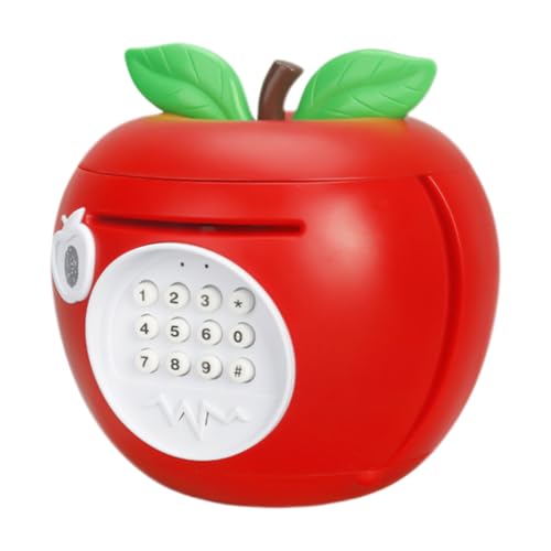 Hucha electrónica, fuerte en forma de fruta, fuerte de 7.3 x 7.1 x 7.1 pulgadas con cerradura de contraseña, bóveda de polímero resistente, almacenamiento de monedas con bonito diseño