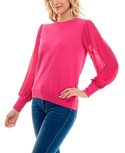 Image of Zac & Rachel Women's Sweater Knit + Pleated Chiffon Blouse