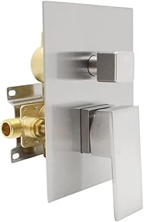 2 Way Outlet Function Solid Brass Shower Diverter Valve Mixer Rough-In Shower Handle Valve Kit Replacement in Brushed Nickel