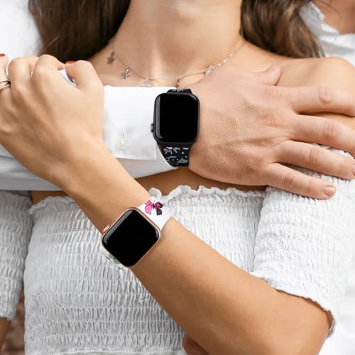 Image of Acestar Double Sided Band Compatible with Apple Watch Smartwatch Bands 38mm 40mm 41mm /42mm(Series 11 10), Cute Soft Silicone Replacement for iWatch Series 11 10 9 8 7 6 5 4 3 2 1 SE, Black Vintage Sun Moon