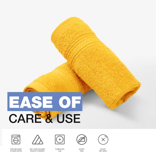Bht Towels - 100% Cotton Thick & Large 600 Gsm Bath Towel - Set Of 2 Bath Towels - Genuine Ringspun, Luxury Hotel & Spa Quality (Golden Yellow) #TOP5