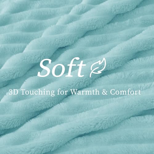 Image of BEDELITE Ribbed Twin Blanket for Couch & Bed, Cloud Blue, 60 inchx80 inch | Ultra-Soft Plush Fleece, Cozy, Warm Yet Lightweight, Ribbed Texture, Home Decor, Machine Washable, Giftable, All-Season Use