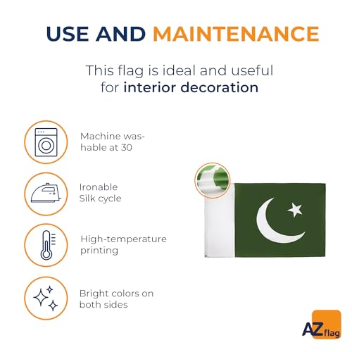 Image of AZ FLAG - Pakistan Flag - 3x5 Ft - Light Polyester Pakistani Banner with Two Brass Eyelets - Fade Resistant - Vivid Colors - 3' x 5' Feet - 150x90 Cm