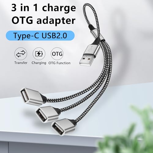 GELRHONR USB Splitter Y Cable - USB A Male to 3 Female Extension Cord, 3 Port for Printer Keyboard, Flash Drive, Laptop, LED - Image 2
