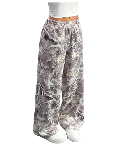 GORGLITTER Camouflagebroek voor dames, Y2K, baggy, wijde pijpen