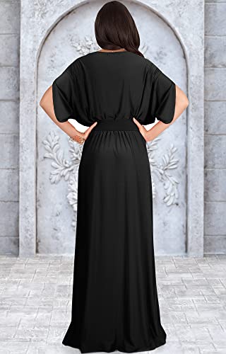 Image of KOH KOH Womens Long Semi-Formal Short Sleeve V-Neck Floor Length Maxi Dress Gown