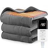 電気毛布 掛け敷き兼用 洗える 180×130cm ダブルサイズ 【2025年冬新モデル 30-55℃精密温度調節 1-12時間切タイマー】敷き 掛け 英国製両面フランネル ふんわりやわらか ピリング防止 1分速暖 ダニ対策 ひざ掛け 毛布 電気ブランケット 防寒 電気あんか 肩掛け 膝掛け シングル 暖房器具 ソファブランケット 生理 キャンプ オフィス エコ簡易包装 PSE認証済み