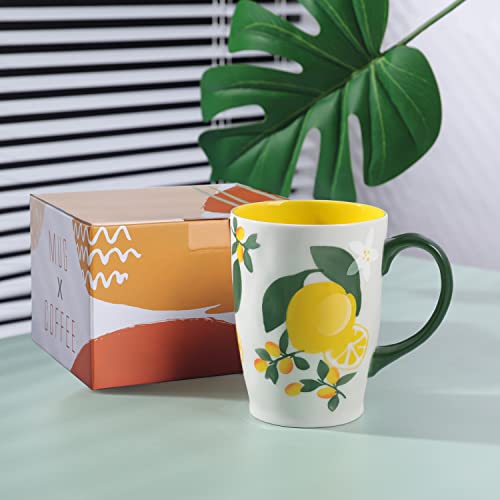 NymphFable Tazas para Cafe de Cerámica 20 oz tazas de Limón 100% Pintado a Mano Mejor Regalo - Imagen 8