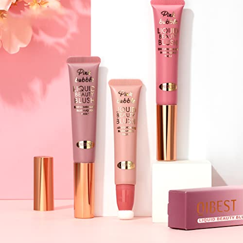 Sitovely Matte Liquid Blush Beauty Wand, 3 Colors Cream Blendable & Buildable Cheek Blush With Cushion Applicator, Long Lasting Smooth, Natural-Looking, Lightweight Super Silky Face Blush Stick, Cheek Color #TOP6